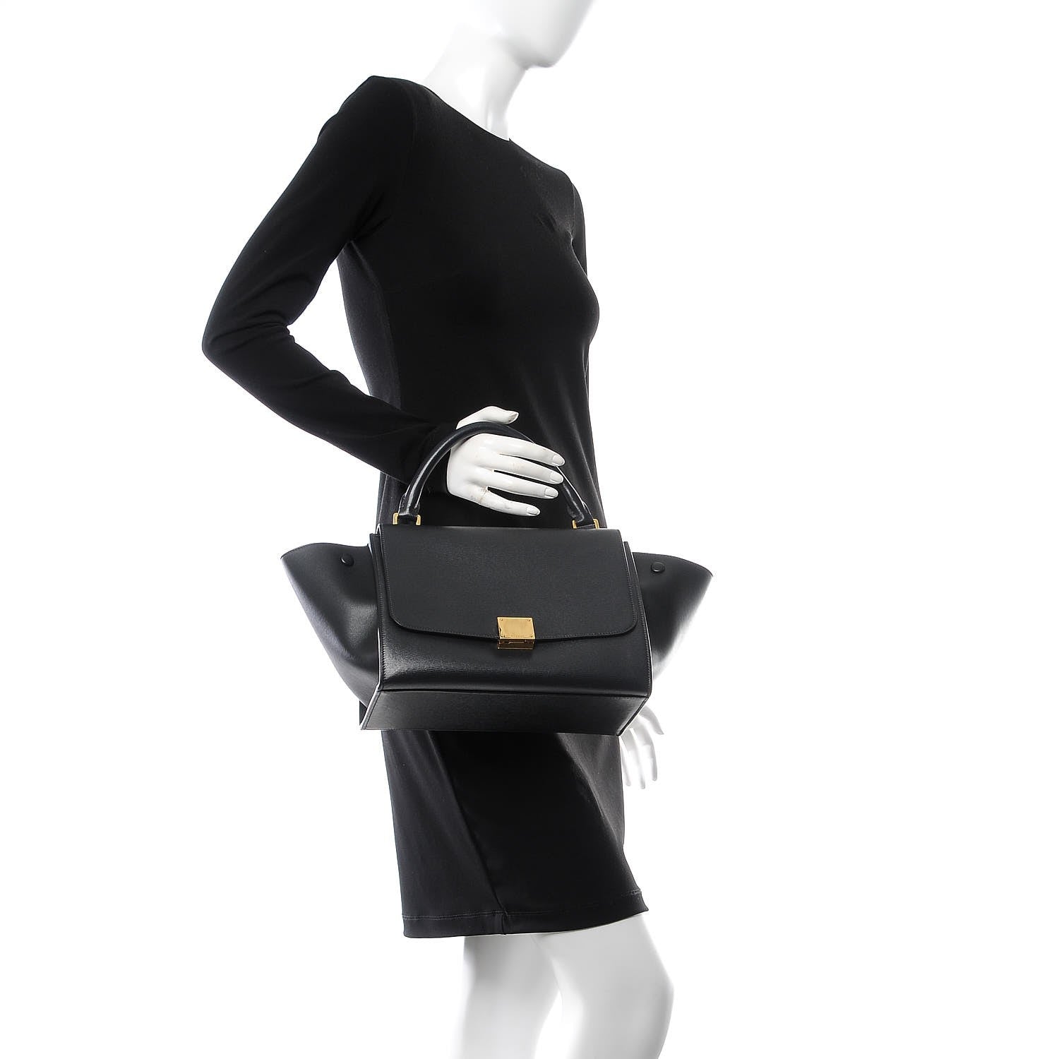 Celine Liege Calfskin Small Trapeze Black 2 of 10