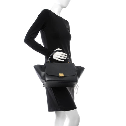 Celine Liege Calfskin Small Trapeze Black 2 of 10