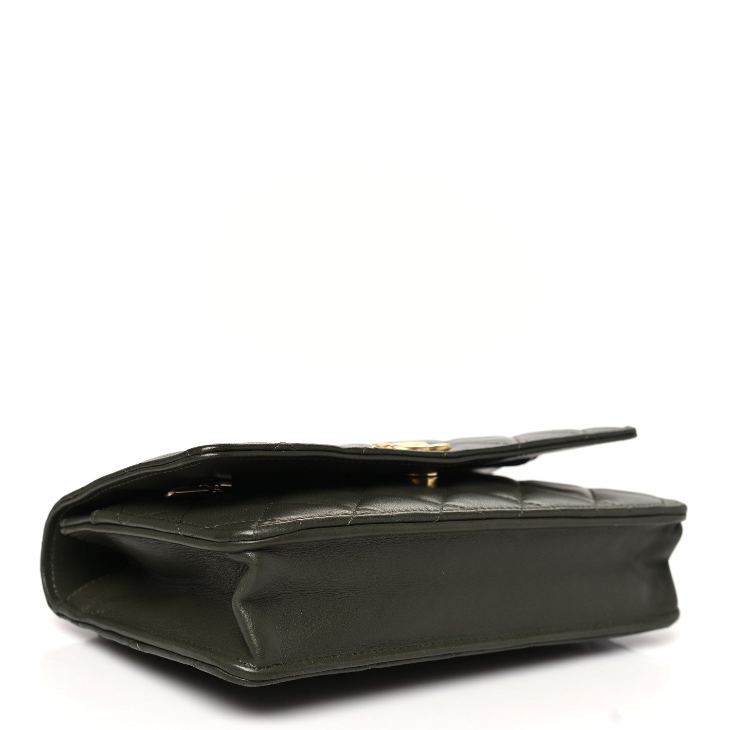 Chanel Lambskin Quilted Pick Me Up Wallet On Chain WOC Green 4 of 11