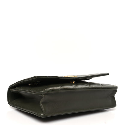 Chanel Lambskin Quilted Pick Me Up Wallet On Chain WOC Green 4 of 11