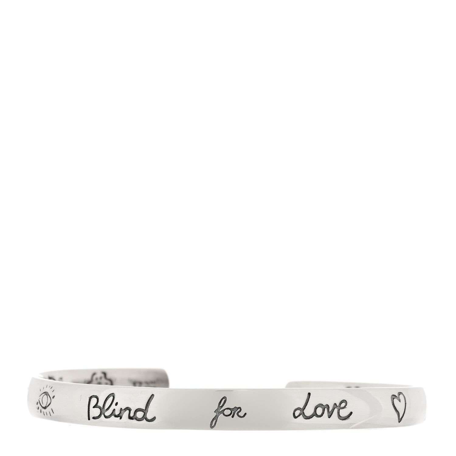 Gucci Sterling Silver Narrow Blind for Love Cuff Bracelet 1 of 3