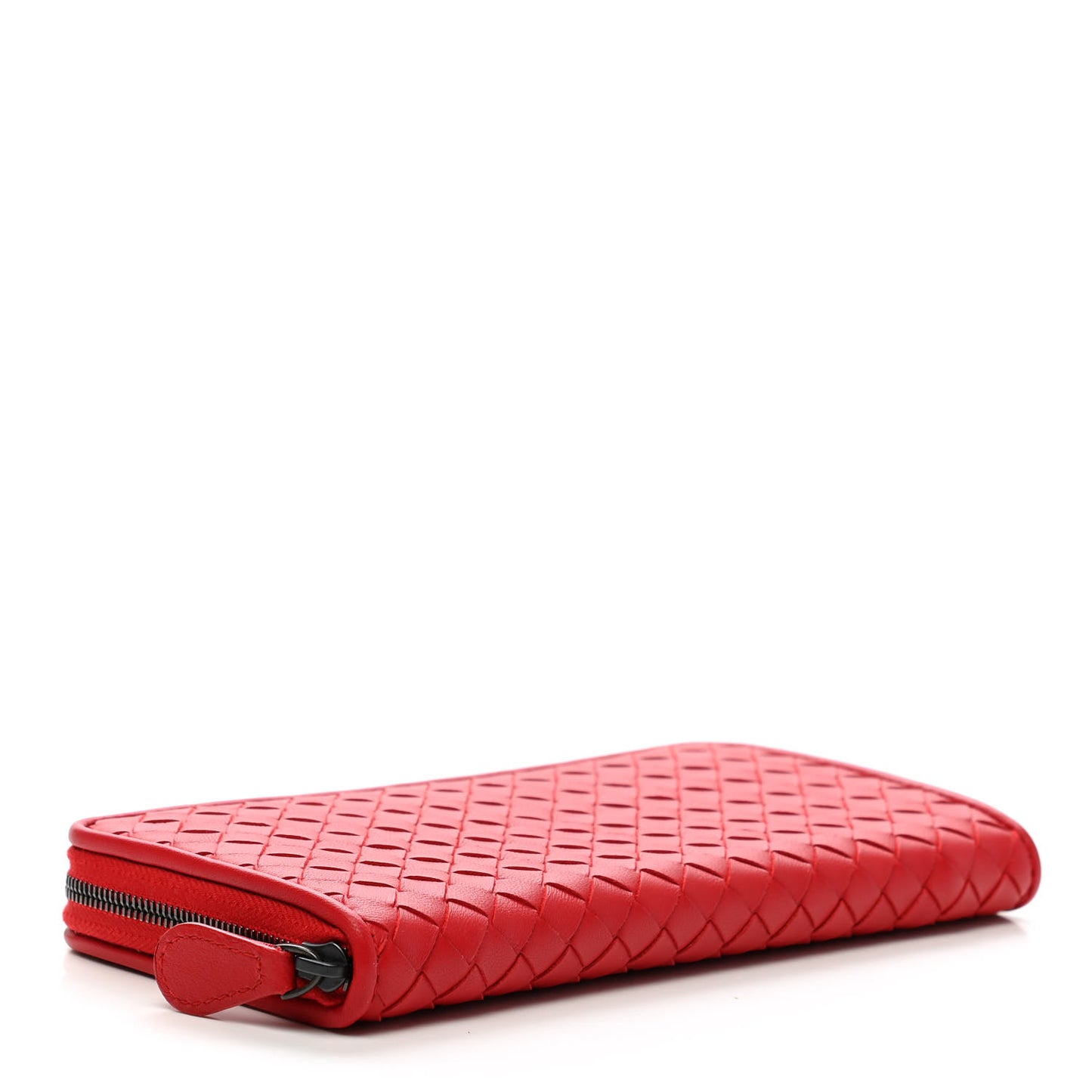 Nappa Intrecciato Zip Around Wallet Red