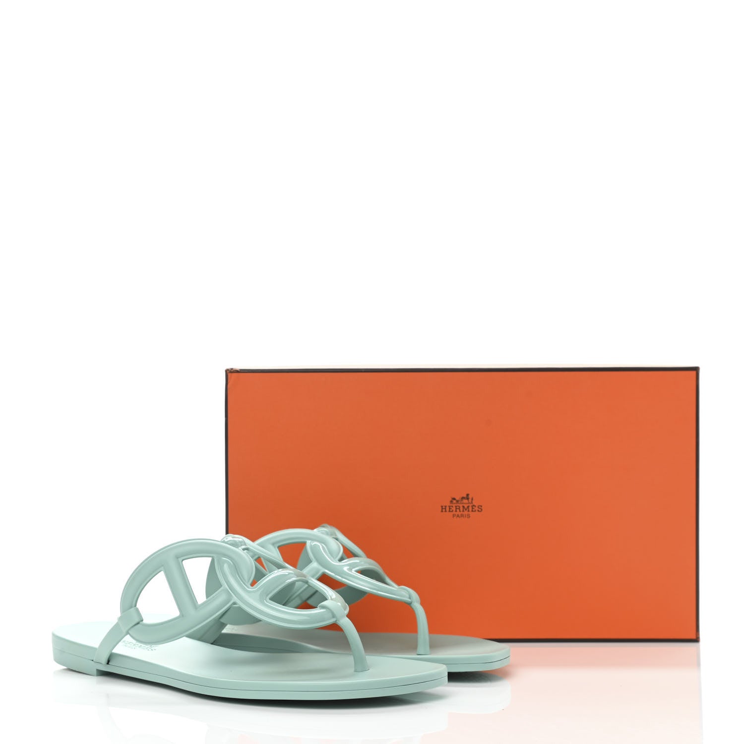 Hermes Rubber Womens Egerie Sandals 38 Vert Embrun 9 of 9