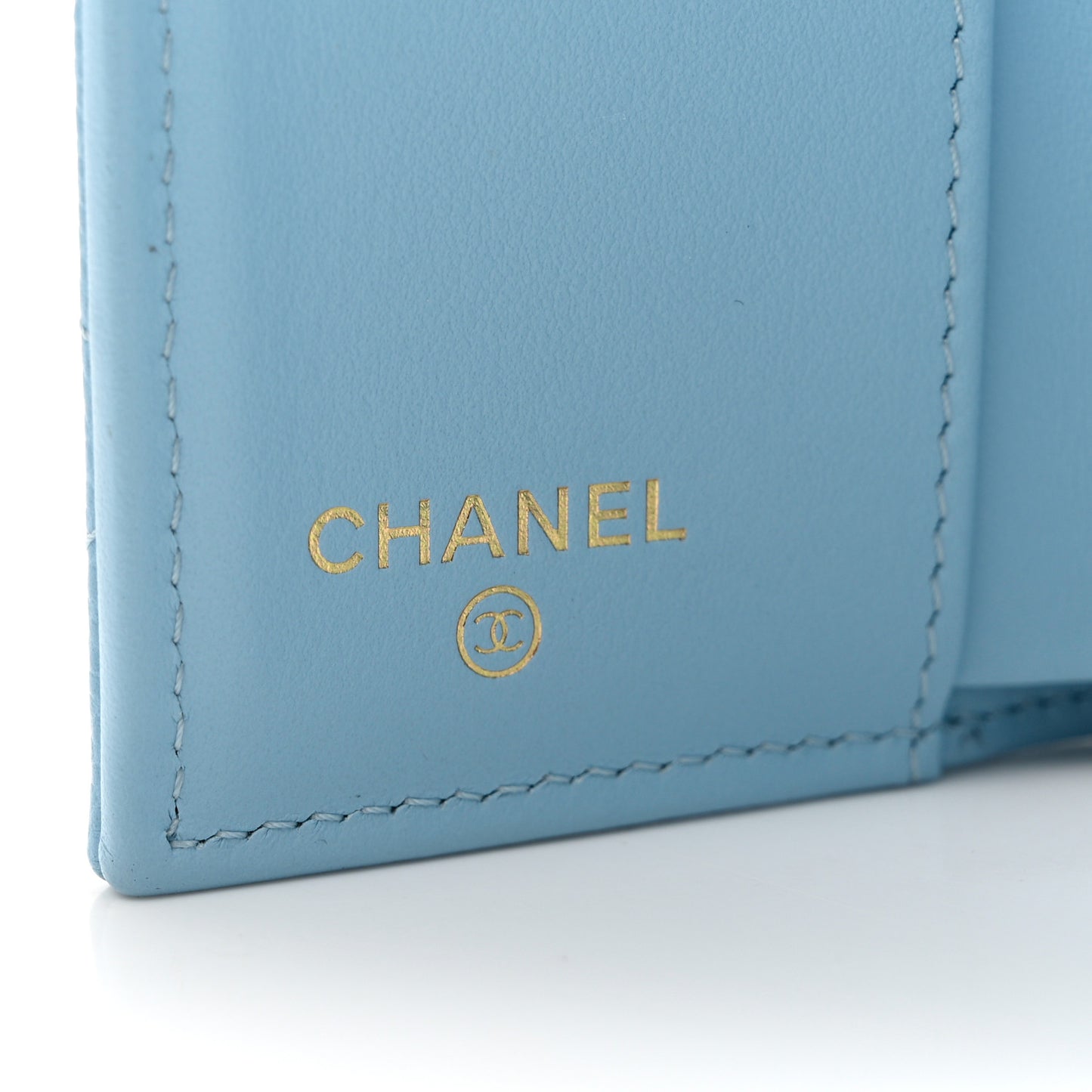 Caviar Quilted Double Flap Wallet Light Blue