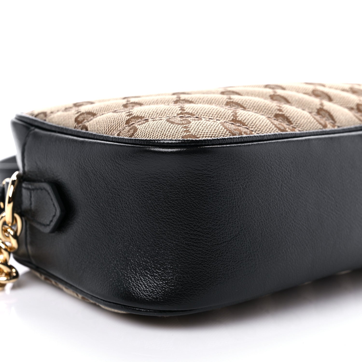 Gucci Monogram Matelasse Diagonal Small GG Marmont Chain Shoulder Bag Beige Black 8 of 9