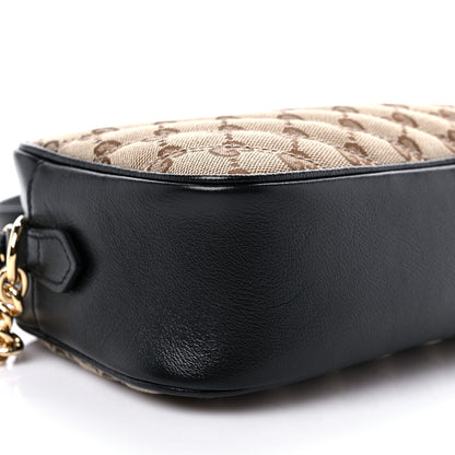 Gucci Monogram Matelasse Diagonal Small GG Marmont Chain Shoulder Bag Beige Black 8 of 9
