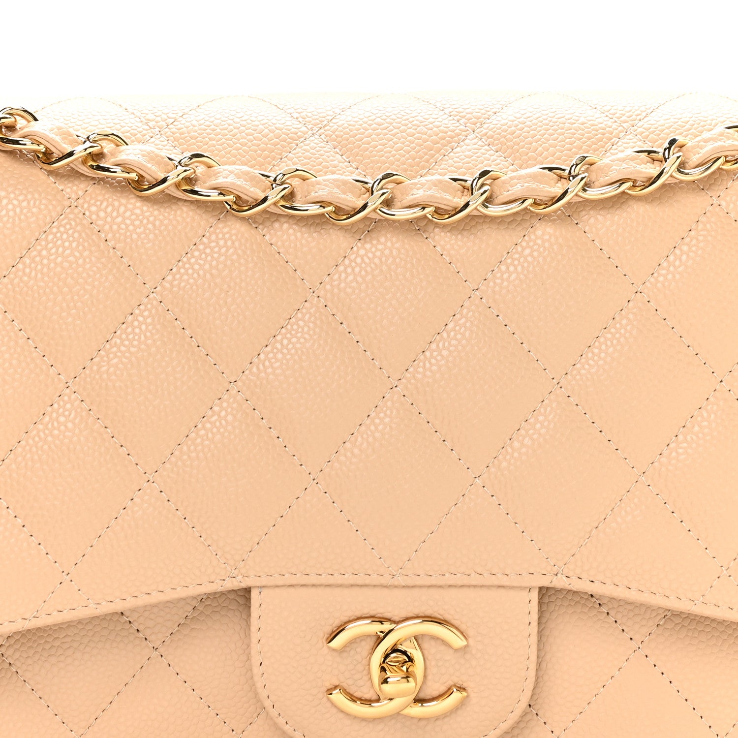 Chanel Caviar Quilted Jumbo Double Flap Beige Clair 8 of 10