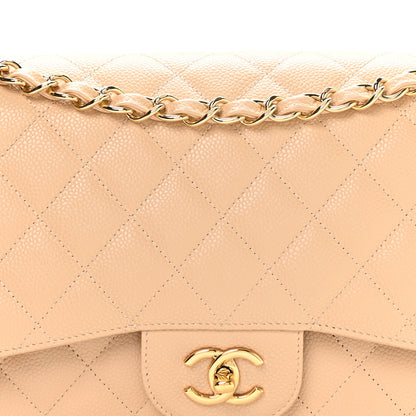 Chanel Caviar Quilted Jumbo Double Flap Beige Clair 8 of 10