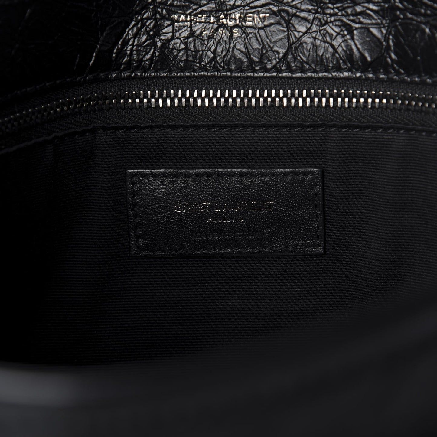Crinkled Calfskin Matelasse Monogram Medium Niki Chain Satchel Black