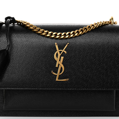 Saint Laurent Coated Bark Calfskin Medium Monogram Sunset Black 7 of 9
