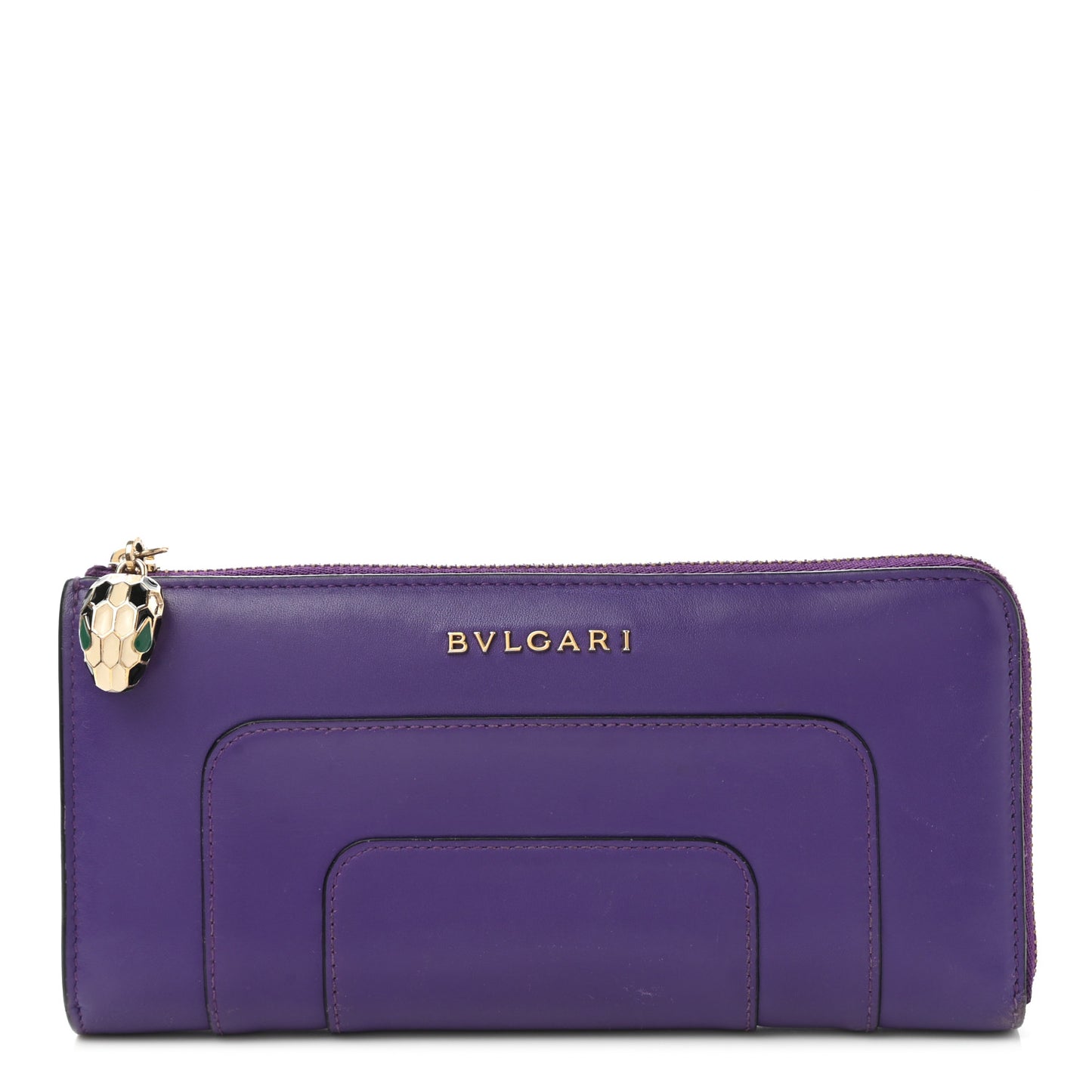 Calfskin Serpenti Zip Around Wallet Amethyst