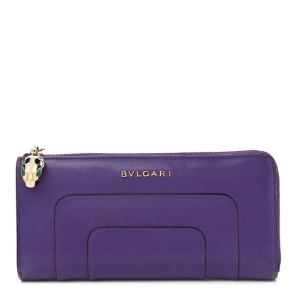 Bulgari Calfskin Serpenti Zip Around Wallet Amethyst 1 of 12