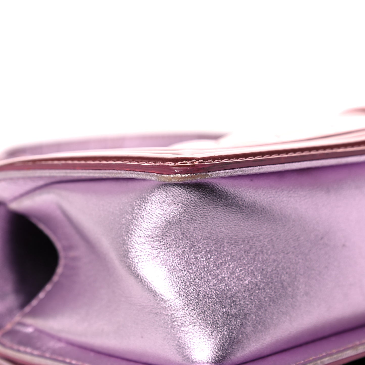 Metallic Patent Calfskin Quilted Small Boy Flap Pink