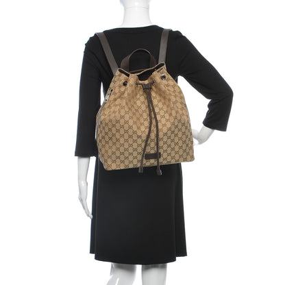 Gucci Monogram Dollar Calfskin O Drawstring Backpack Beige Ebony Testa di Moro Dark Chocolate 2 of 10