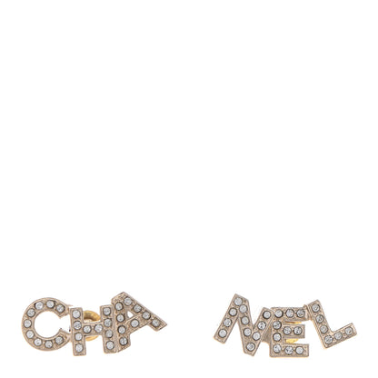 Chanel Crystal Pearl Signature Stud Earrings Gold 1 of 4