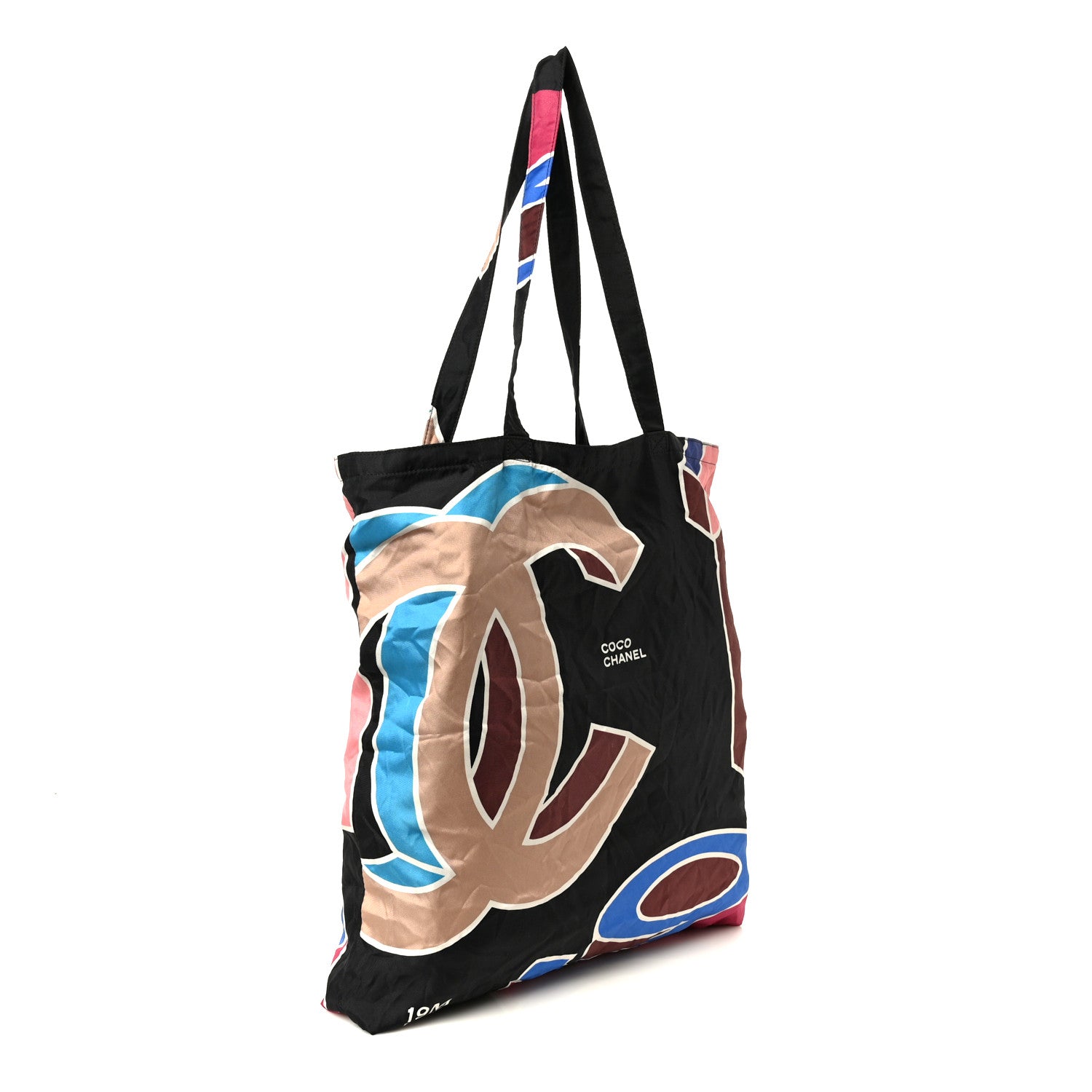 Chanel Caviar Fabric Foldable Tote Bag With Chain Black Multicolor 4 of 20