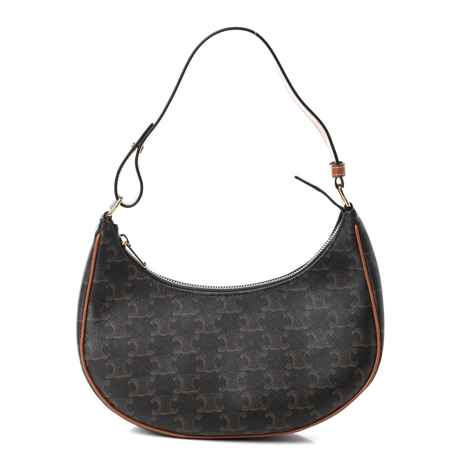 Celine Triomphe Canvas Calfskin Ava Shoulder Bag Tan 1 of 11