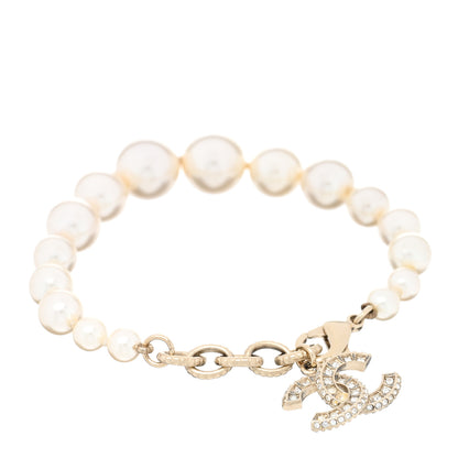 Chanel Graduated Pearl Crystal CC Bracelet Gold 1 of 5