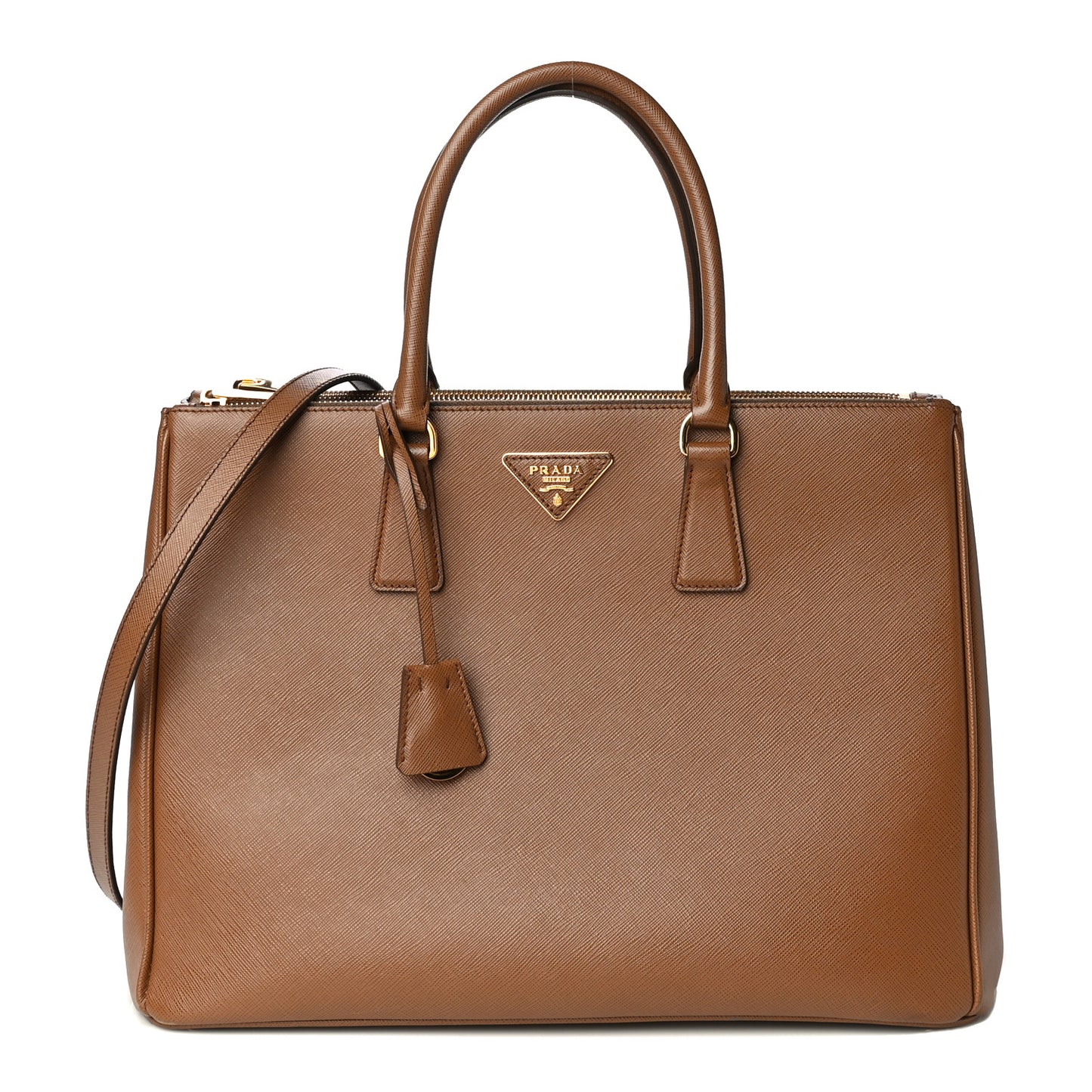 Saffiano Medium Galleria Double Zip Tote Cannella