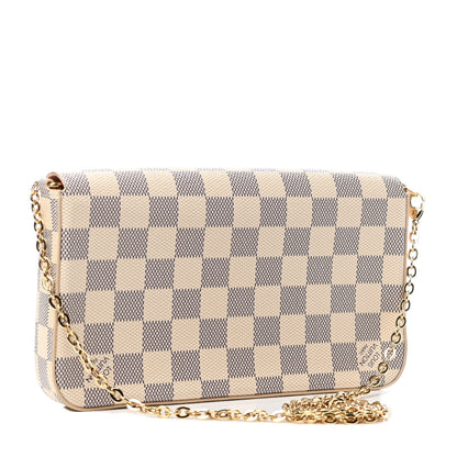 Louis Vuitton Damier Azur Pochette Felicie Chain Wallet Rose Ballerine 2 of 4