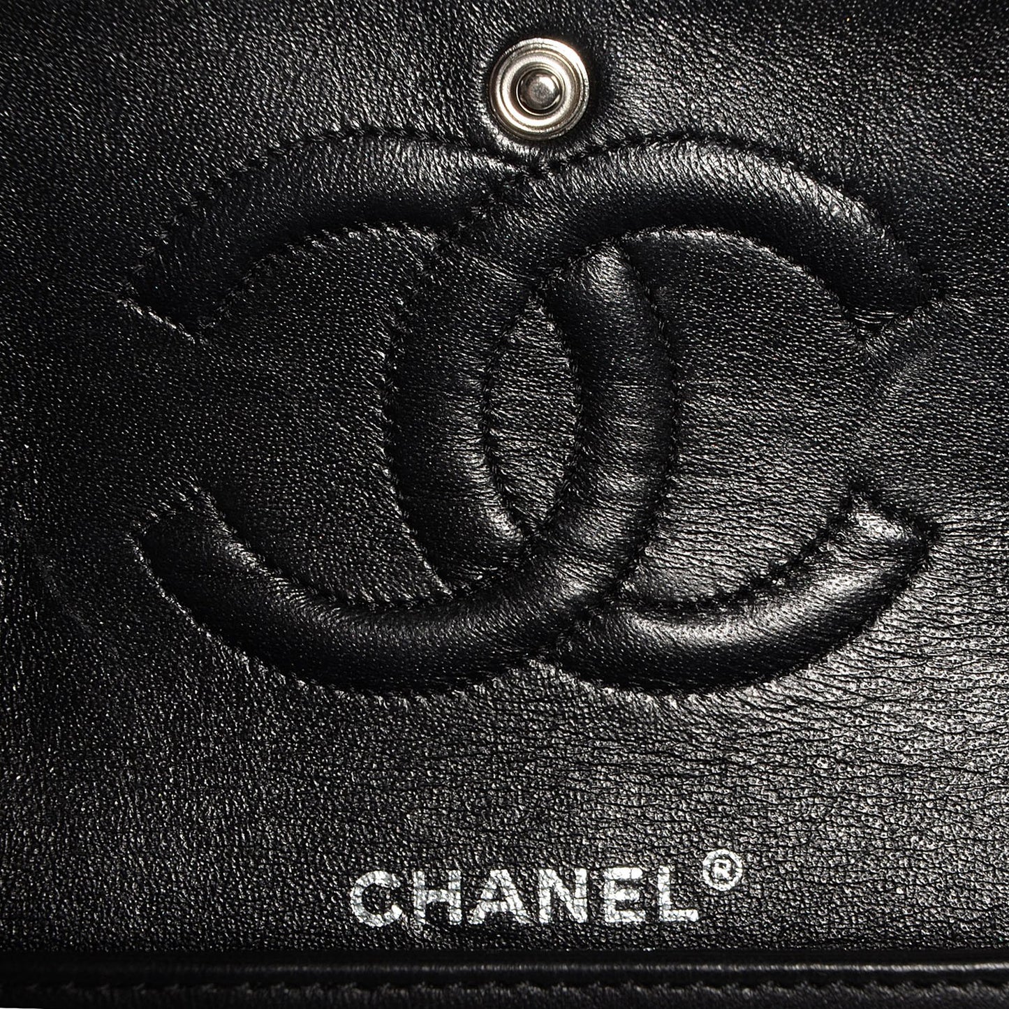 Tweed Medium Double Flap Black White