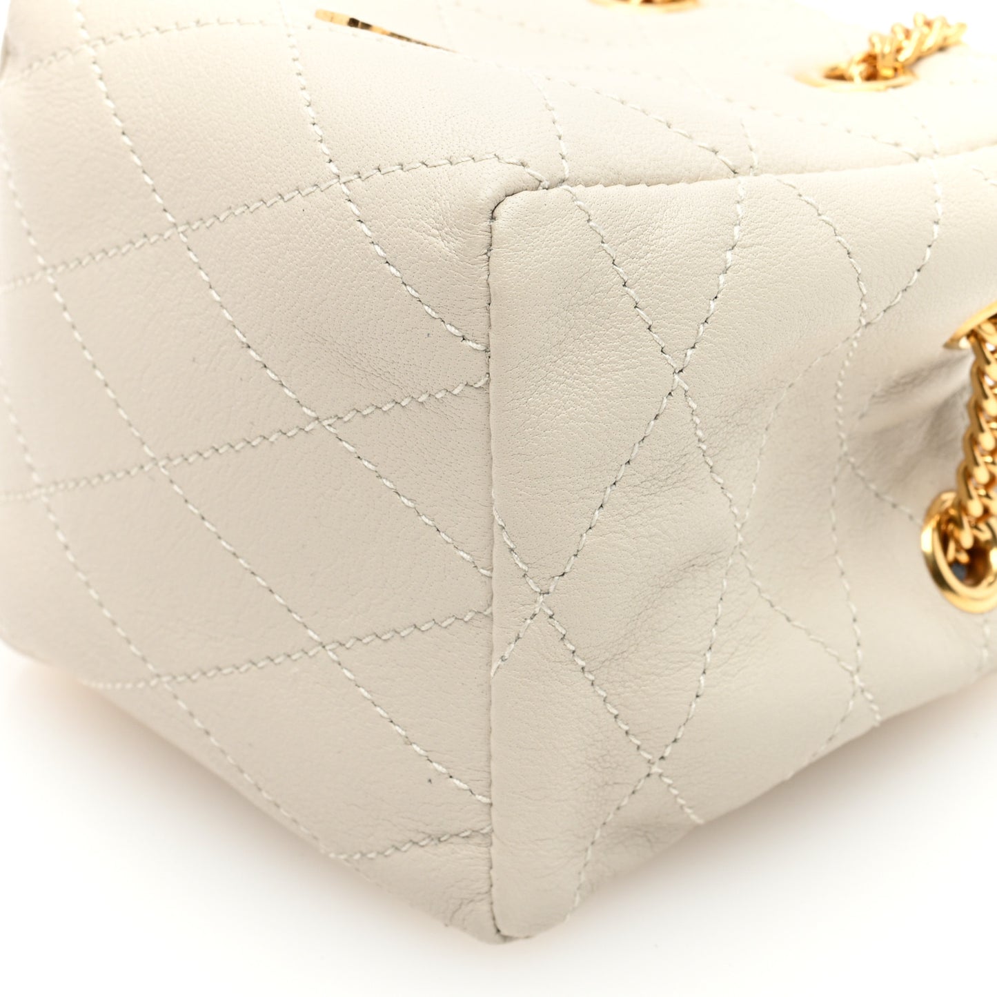 Lambskin Quilted Baby Bucket Bag Crema Soft
