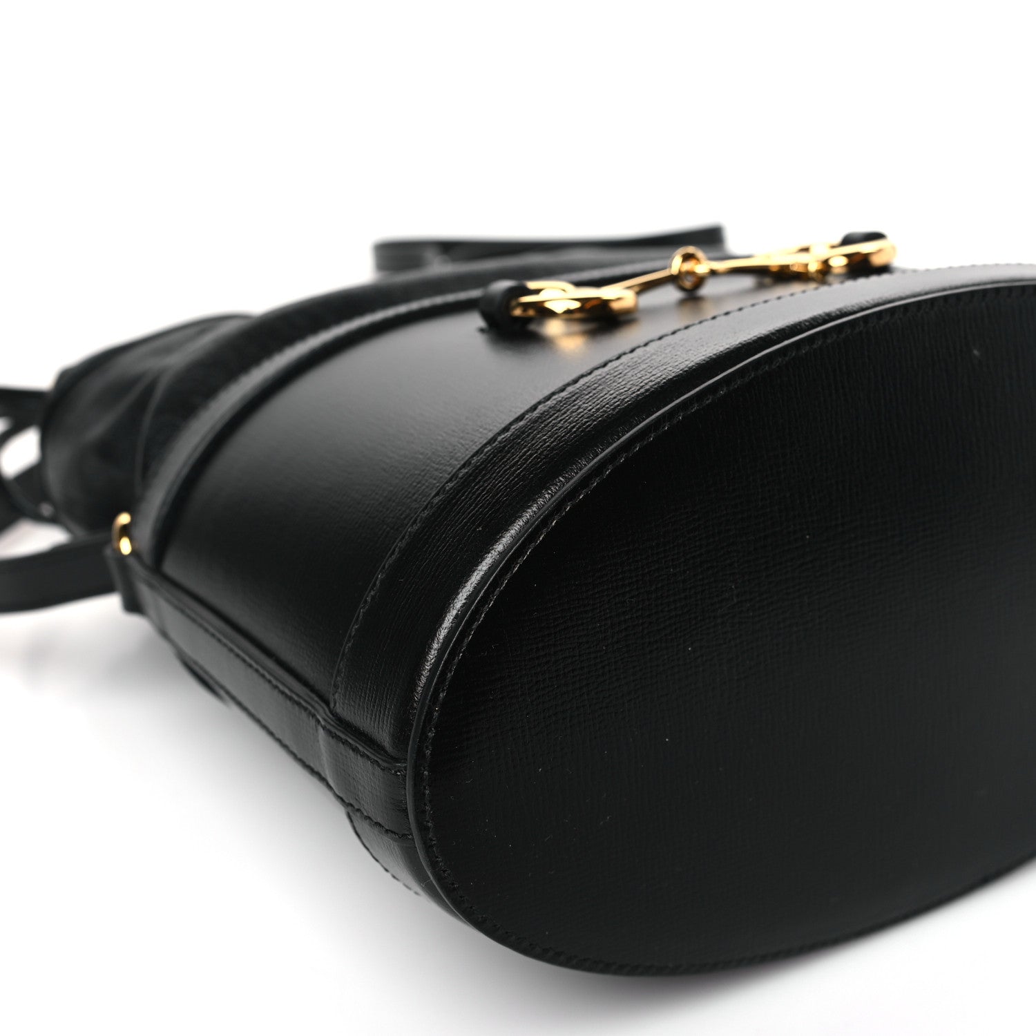Gucci Azalea Sakai Calfskin Horsebit 1955 Drawstring Bucket Bag Black 8 of 9