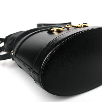 Gucci Azalea Sakai Calfskin Horsebit 1955 Drawstring Bucket Bag Black 8 of 9