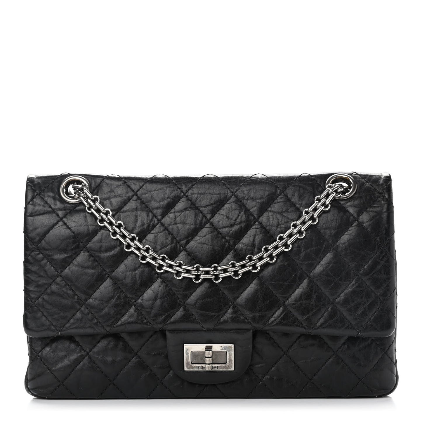 Aged Calfskin Quilted 2.55 Reissue 225 Flap Black