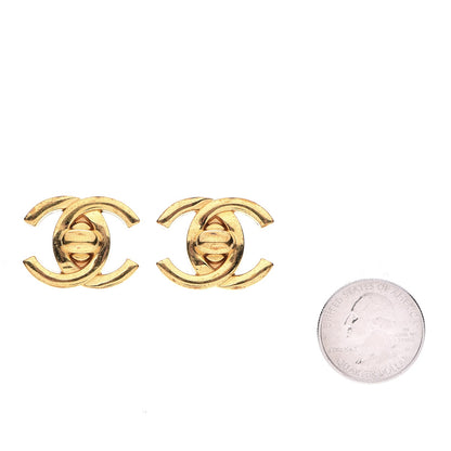 Chanel Metal CC Turnlock Clip On Earrings Gold 3 of 6