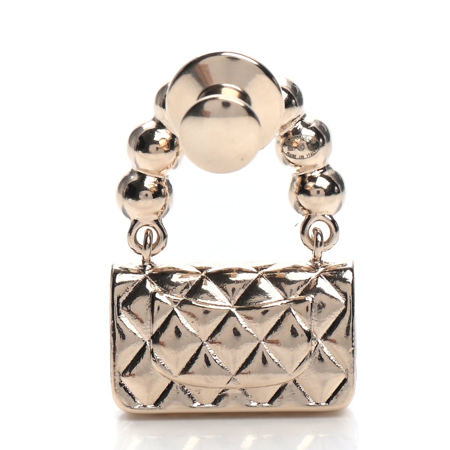 Pearl Quilted Flap Brooch Gold