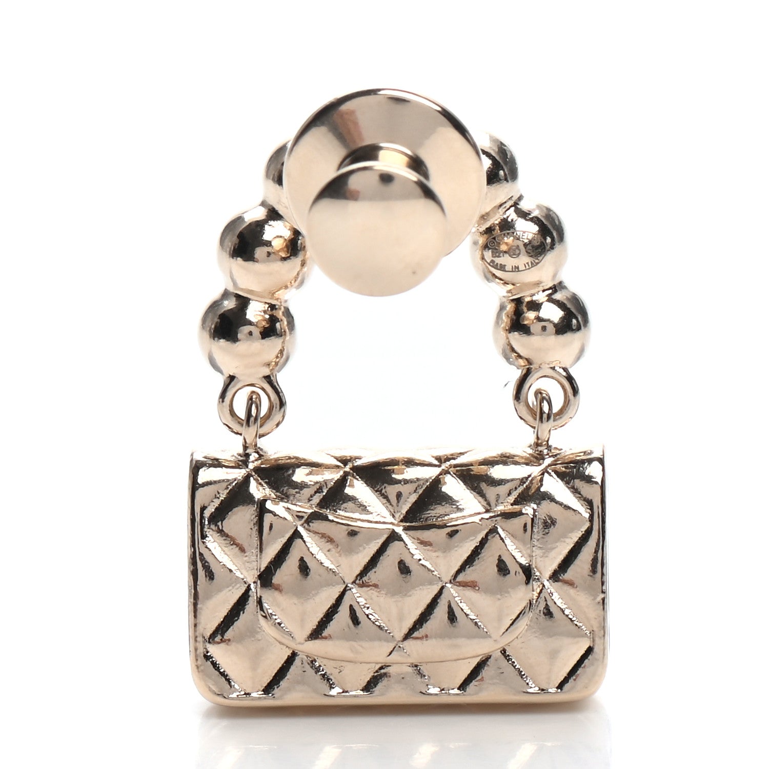 Chanel Pearl Quilted Flap Brooch Gold 3 of 3