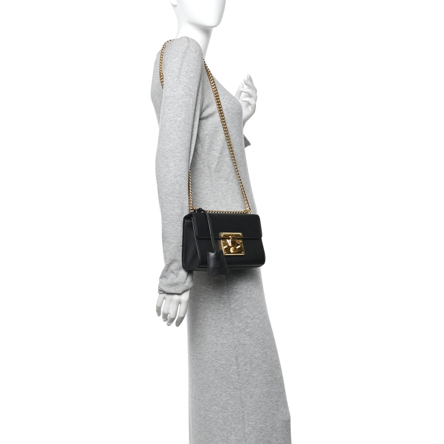 Calfskin Small Padlock Shoulder Bag Black