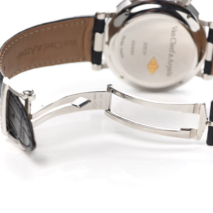 Van Cleef & Arpels Stainless Steel Alligator Mother of Pearl 43mm Reveil GMT Automatic Watch 5 of 5