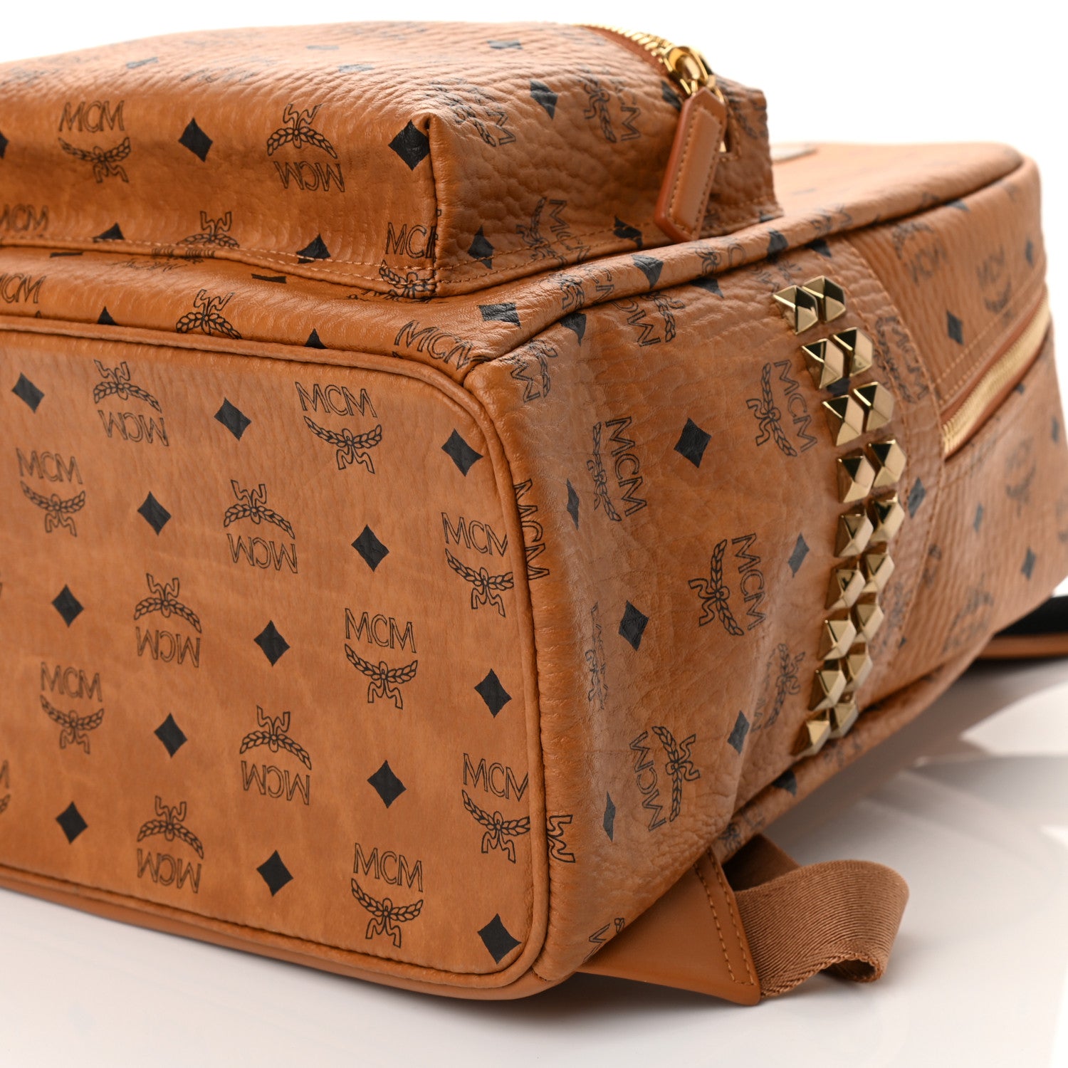 MCM Visetos Medium Side Studs Stark Backpack Cognac 9 of 9