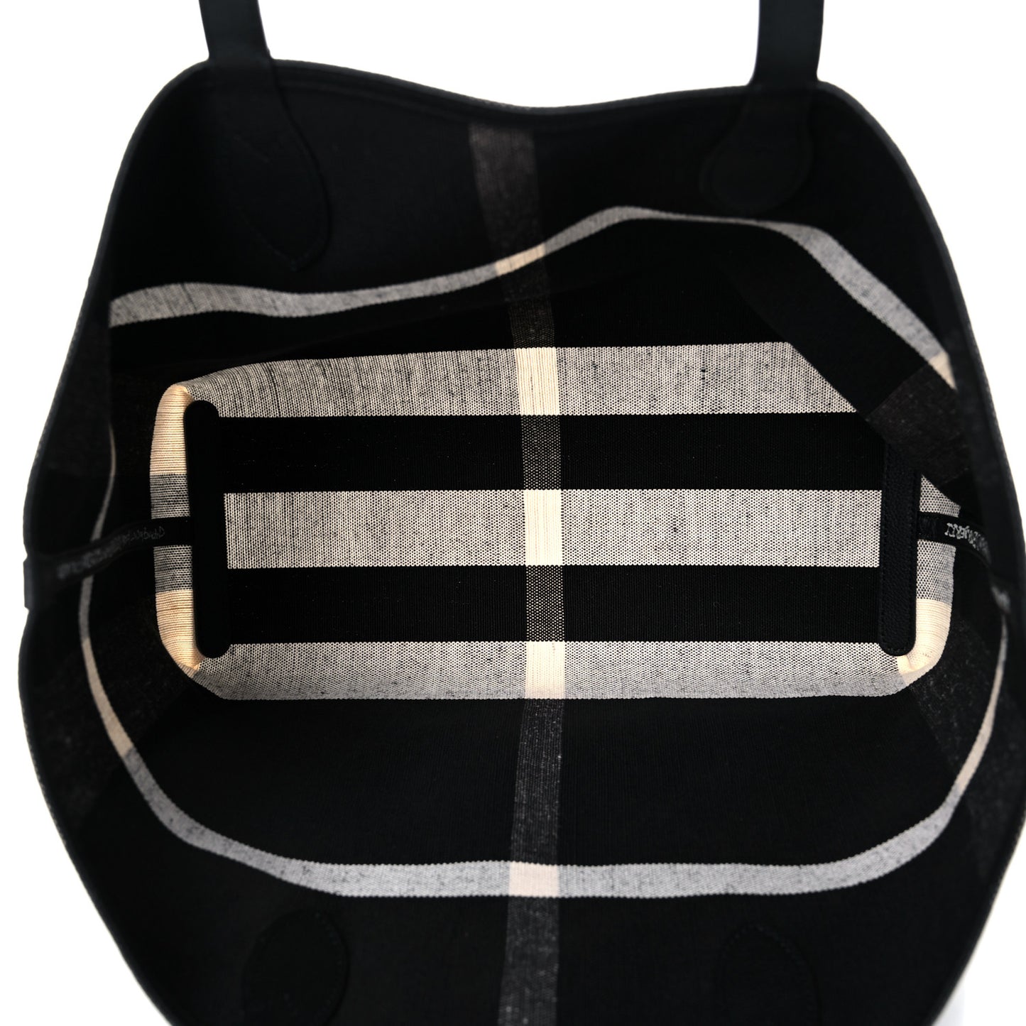 Coated Canvas Mega Check Large Reversible Doodle Tote Black White