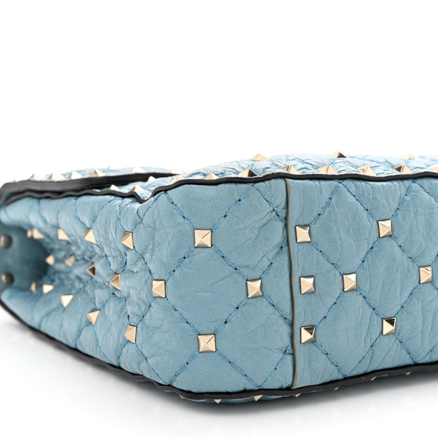 Craquele Nappa Medium Rockstud Spike Shoulder Bag Nube