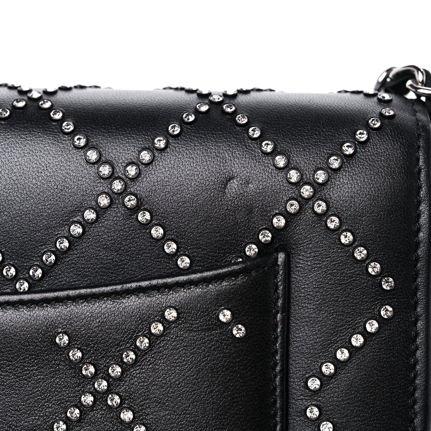 Lambskin Crystal Quilted Wallet On Chain WOC Black