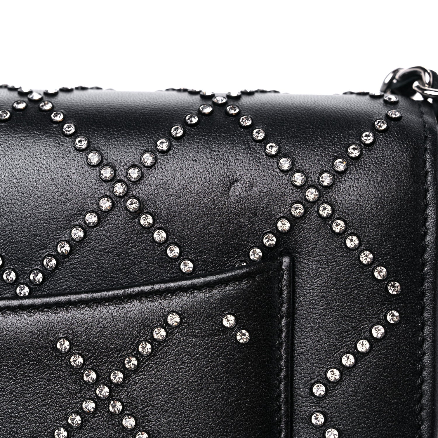 Chanel Lambskin Crystal Quilted Wallet On Chain WOC Black 15 of 15