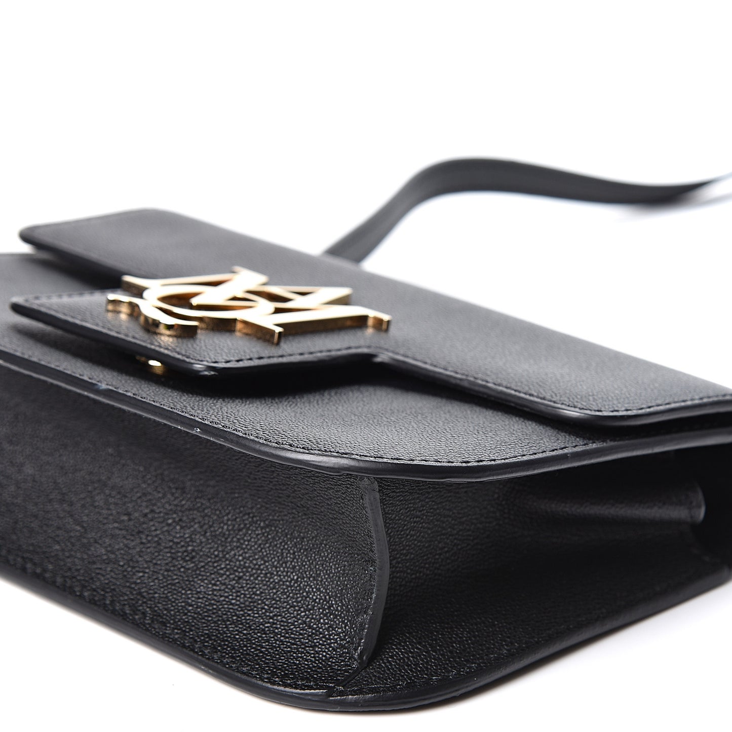 Grained Calfskin Small Insignia Flap Black