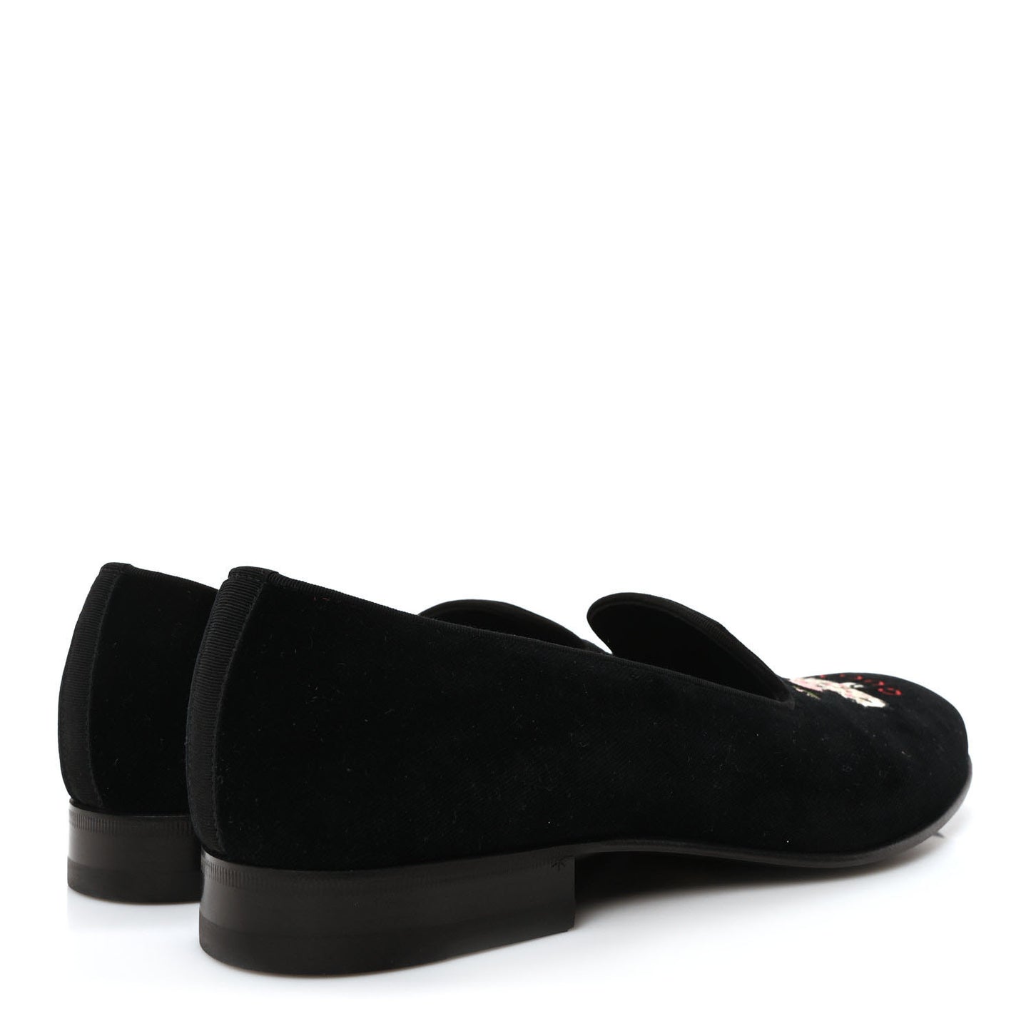 Velvet Embroidered Mens Loafers 8 Black