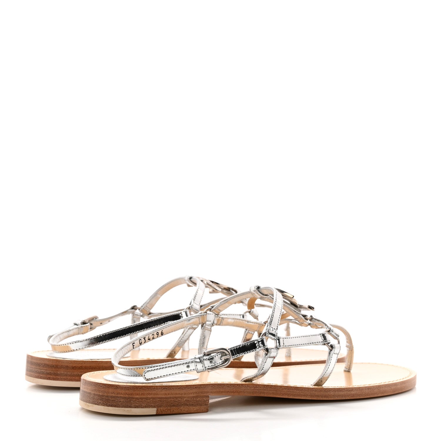 Chanel Mirror Calfskin CC Thong Sandals 40.5 Silver 4 of 14