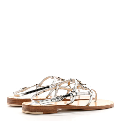 Chanel Mirror Calfskin CC Thong Sandals 40.5 Silver 4 of 14