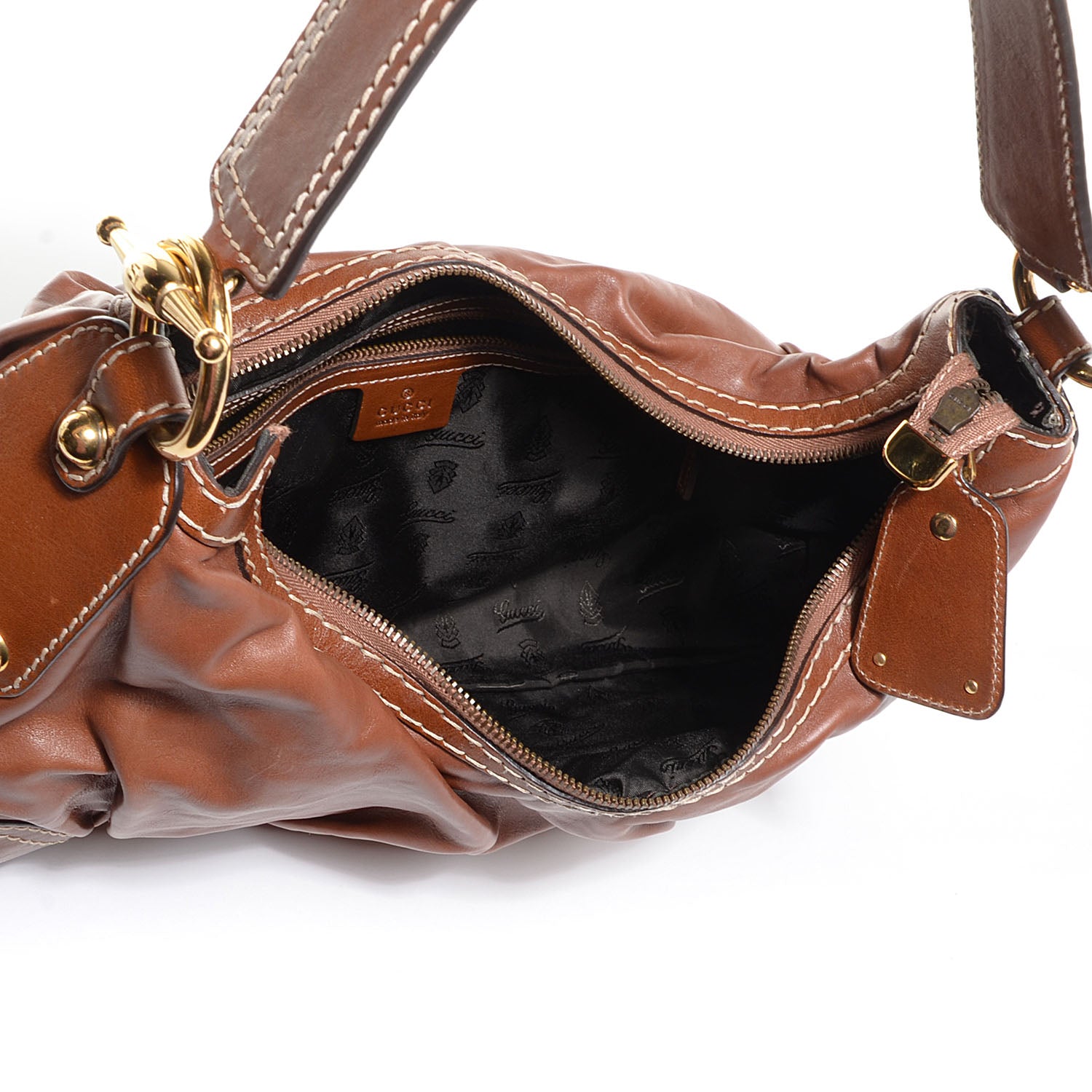 Gucci Leather Medium Jockey Hobo Brown 5 of 7