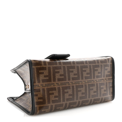 Fendi Glazed Fabric Vitello Century FF 1974 Stamp Patch Mini Peekaboo Defender Cover Mogano Panna Black 4 of 8
