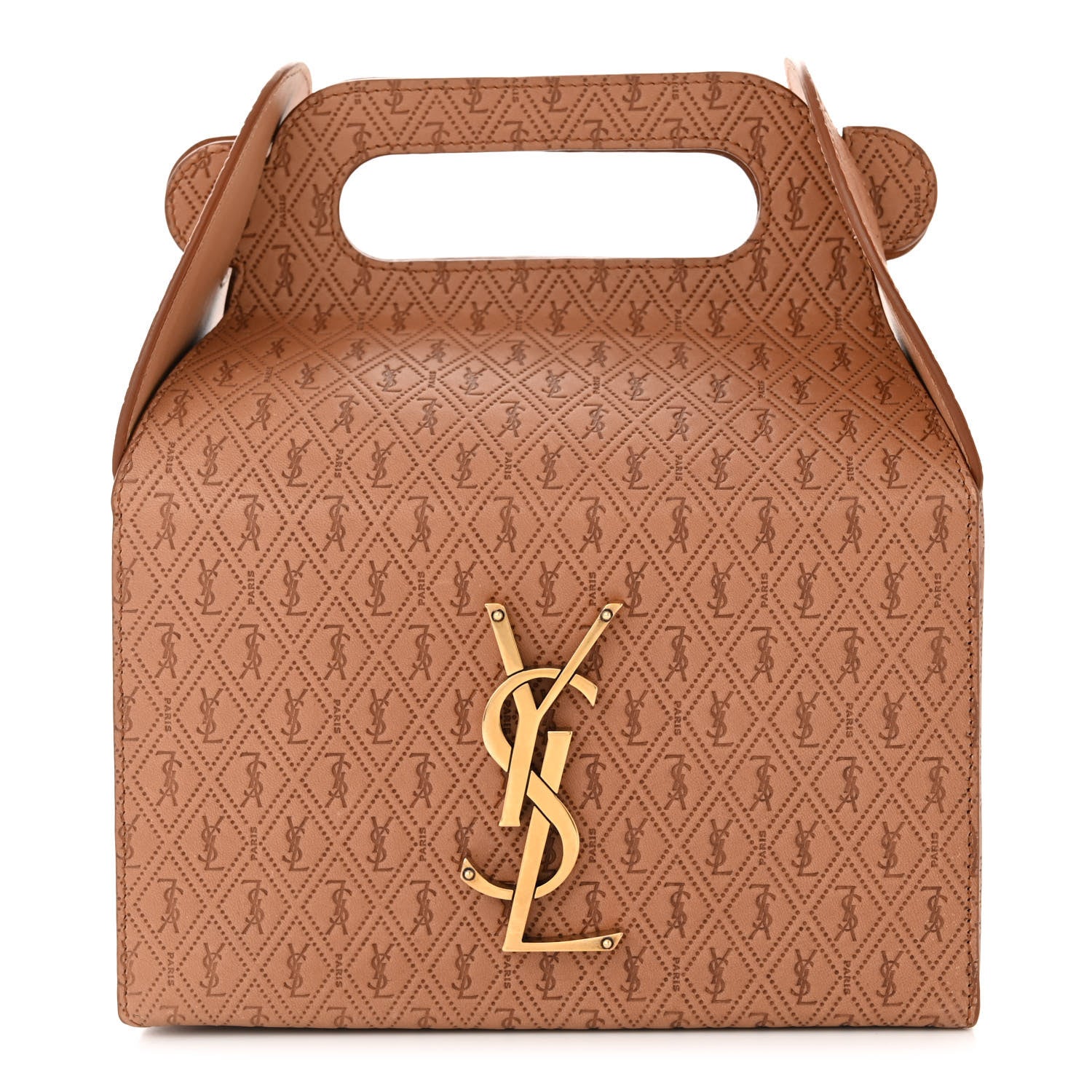 Saint Laurent Calfskin Monogram Take Away Box Dusty Vintage Brown Gold 1 of 11