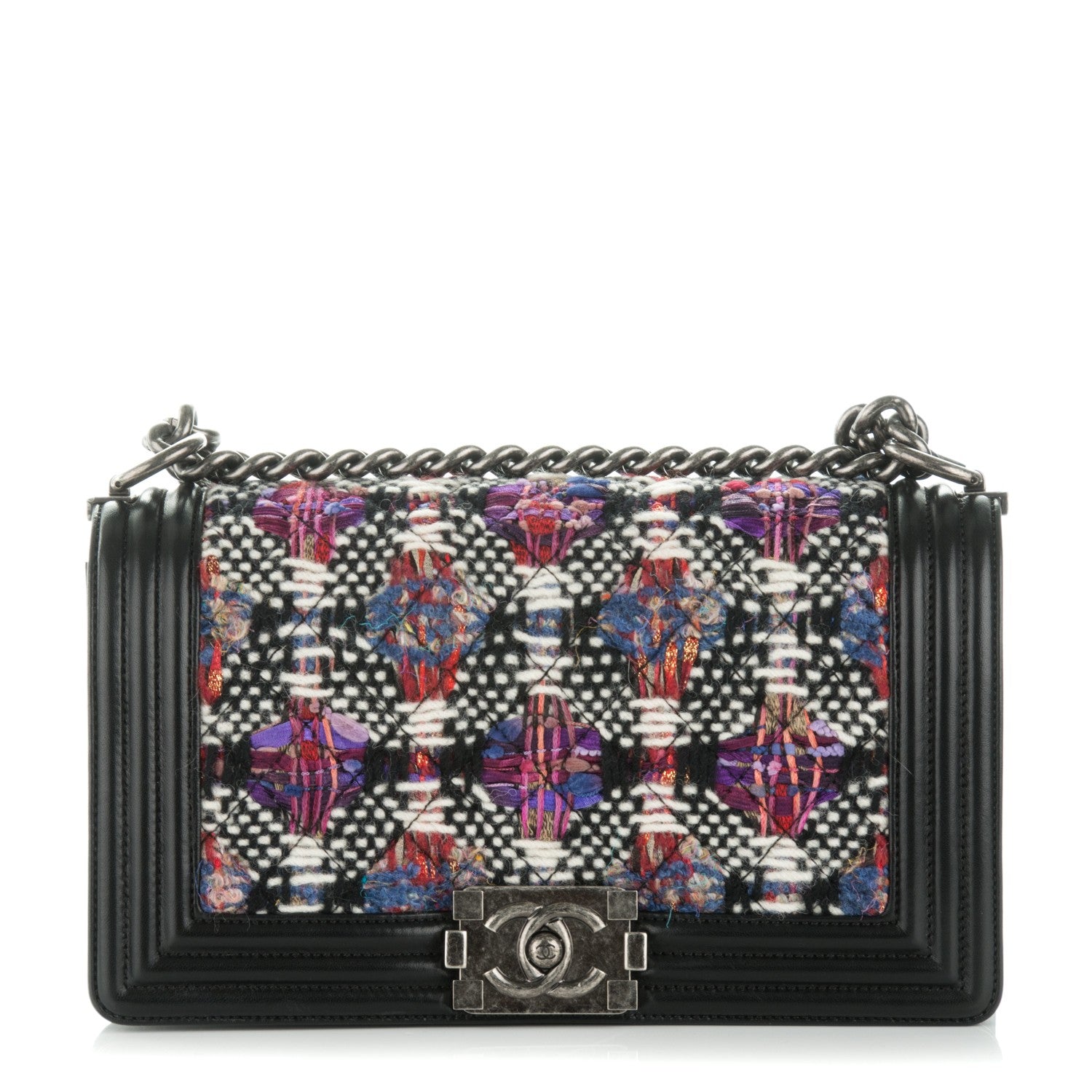 Chanel Tweed Lambskin Medium Boy Flap Black 1 of 8