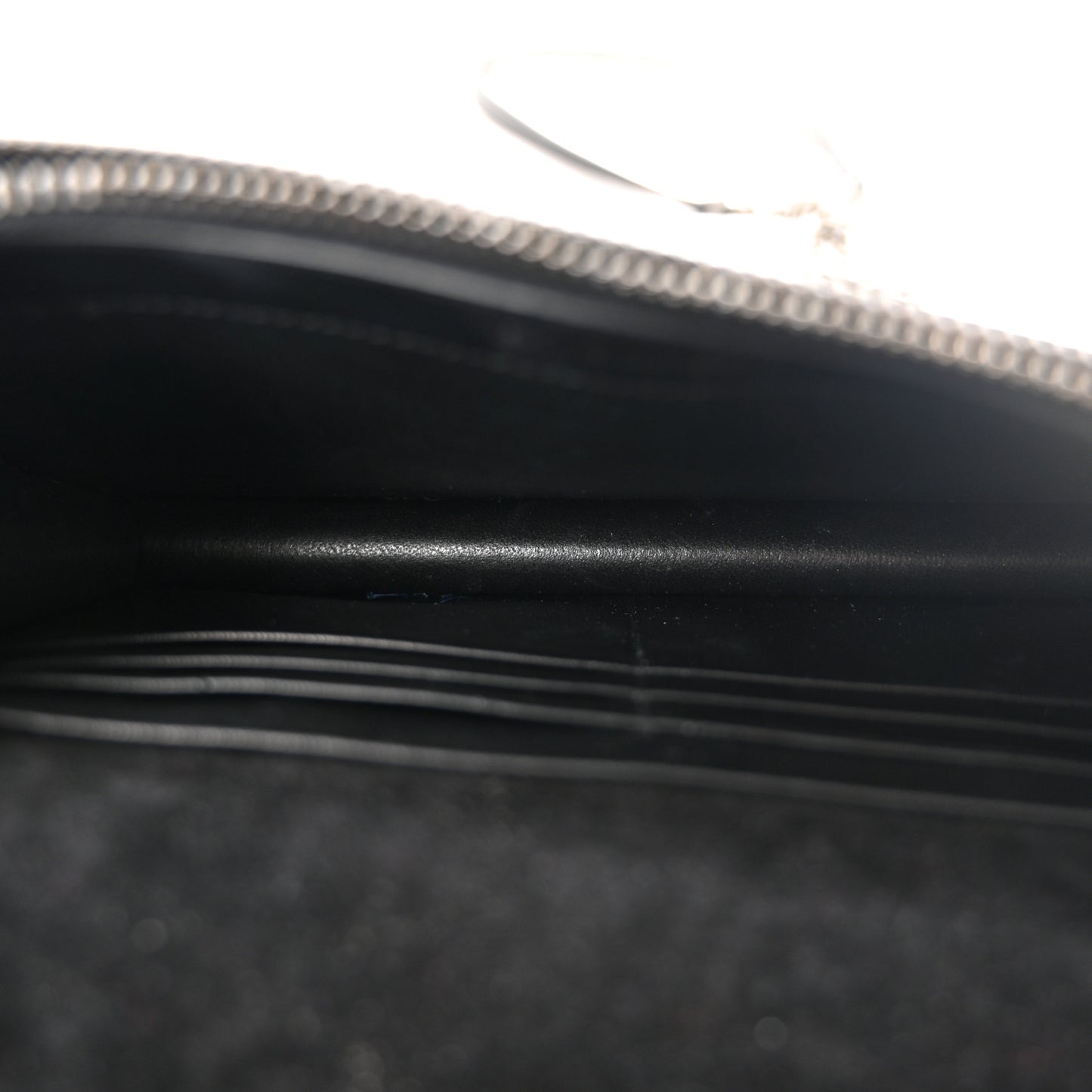 Metallic Calfskin Classic Monogram Kate Tassel Chain Wallet Gun Metal