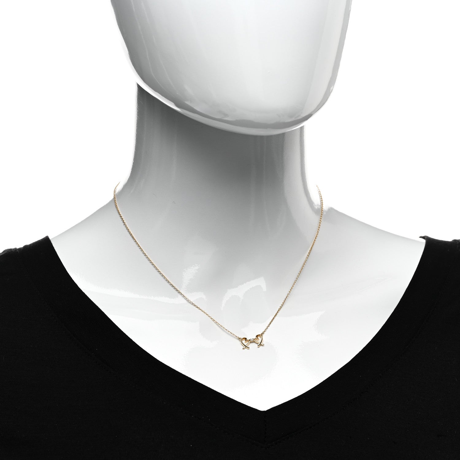 Tiffany 18K Yellow Gold Diamond Paloma Picasso Double Loving Heart Pendant Necklace 2 of 6