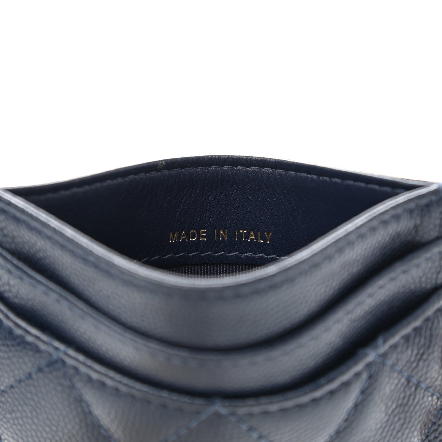 Caviar Quilted Card Holder Navy